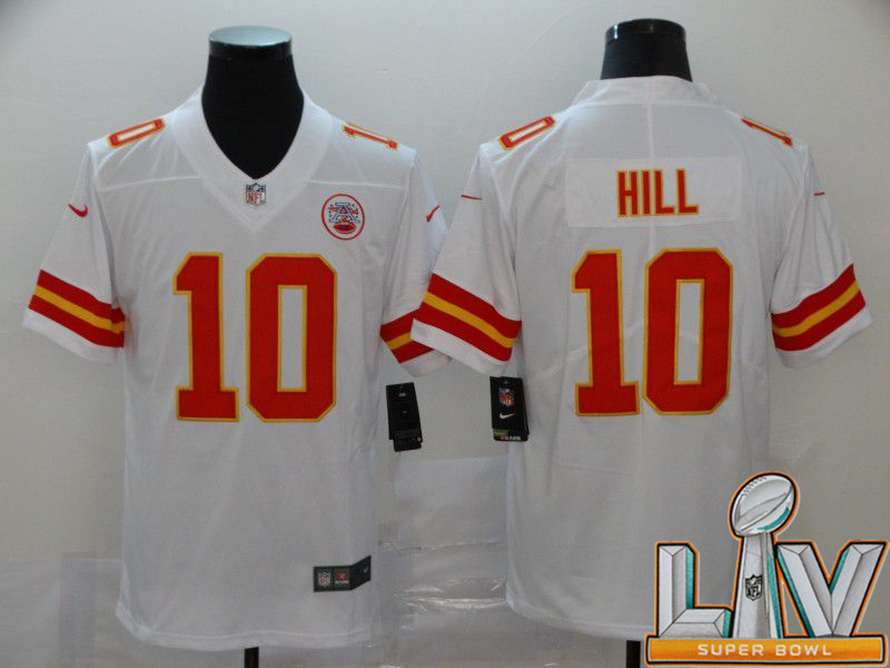 Super Bowl LV 2021 Men Kansas City Chiefs #10 Hill White Nike Vapor Untouchable Limited NFL Jersey